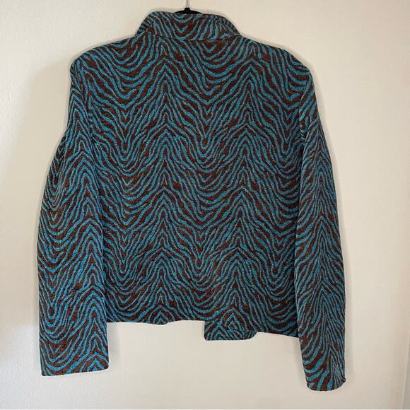 Vintage Painted Pony Teal Animal Print Zebra Stripes Blazer Jackets Size XL - Picture 3 of 5